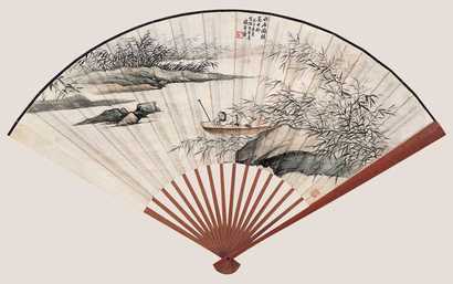 楼辛壶 水石滩头高士卧 成扇
